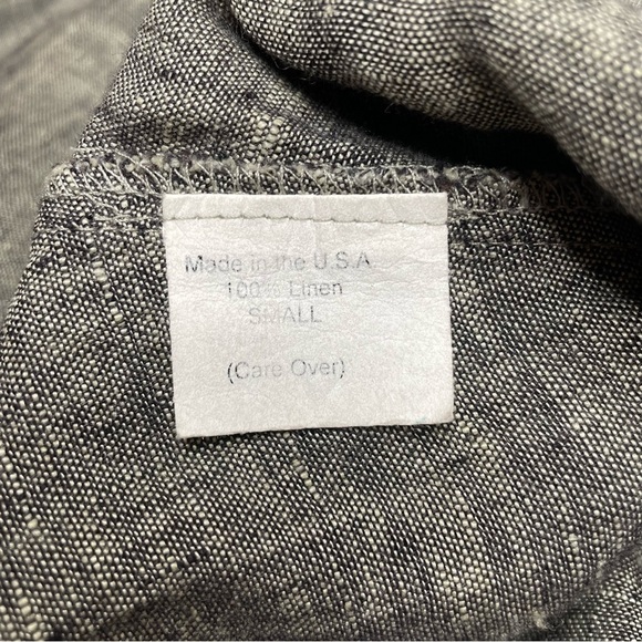 Flax Grey 100% Linen Collared Button Up Shirt Top Blouse Small - Picture 6 of 9
